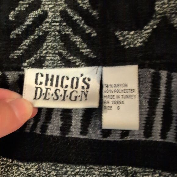 Vtg Chico's Design Black White Boho Primitive Tribal Jacket Womens Sz 12 Large - Picture 6 of 9